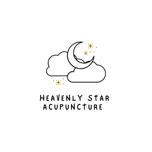 heavenly star acupuncture shows a picture of golden stars on a background of the moon and clouds